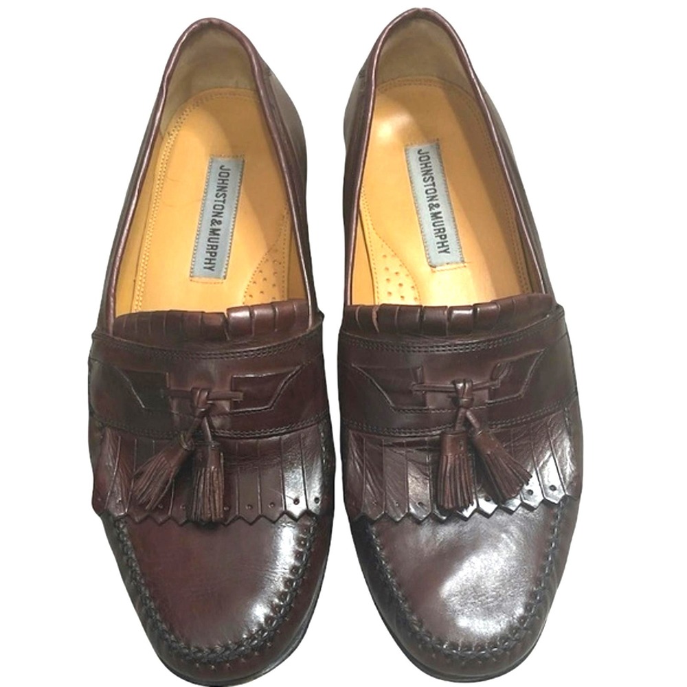 Johnston & Murphy cordovan leather tasseled dress slip on shoe size 11W